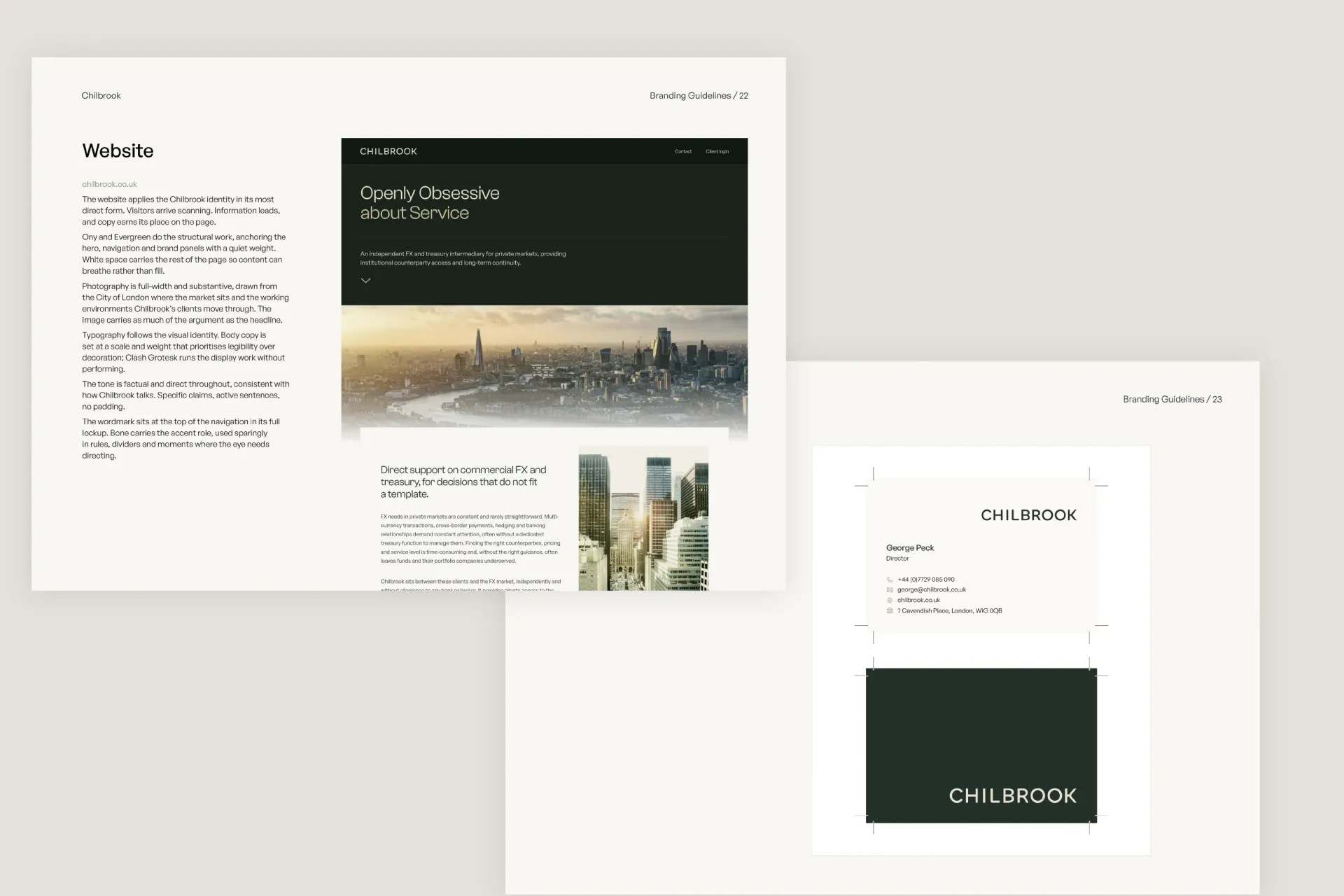 Chilbrook website page and business cards