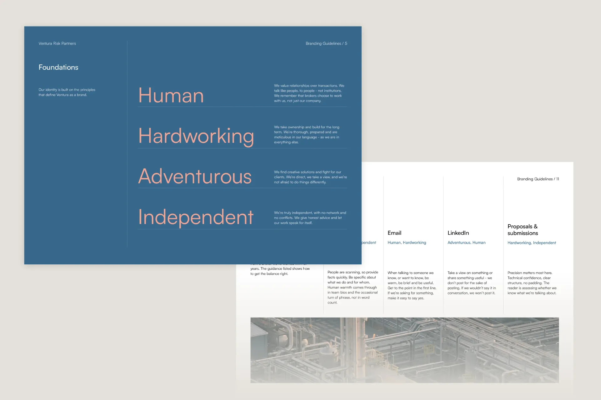 Ventura Risk Partners brand foundations and tone across channels